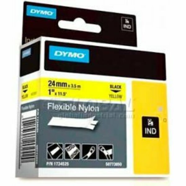 Dymo DYMO Rhino Flexible Nylon Industrial Label Tape, 1/2in x 11-1/2 ft, White/Black Print 18488